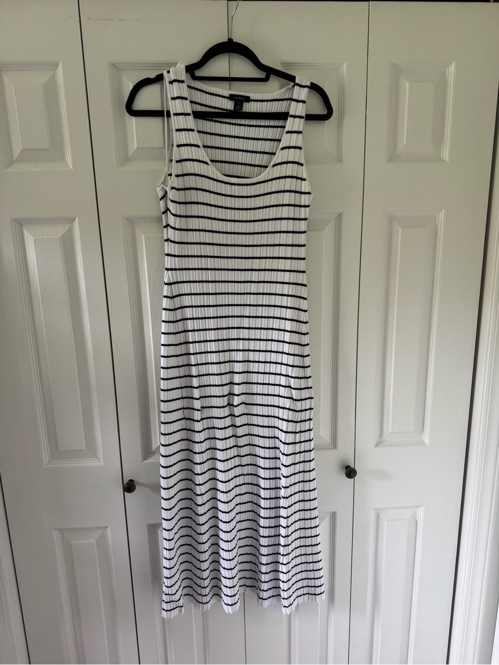 Midi Black & White Striped Maxi Dress